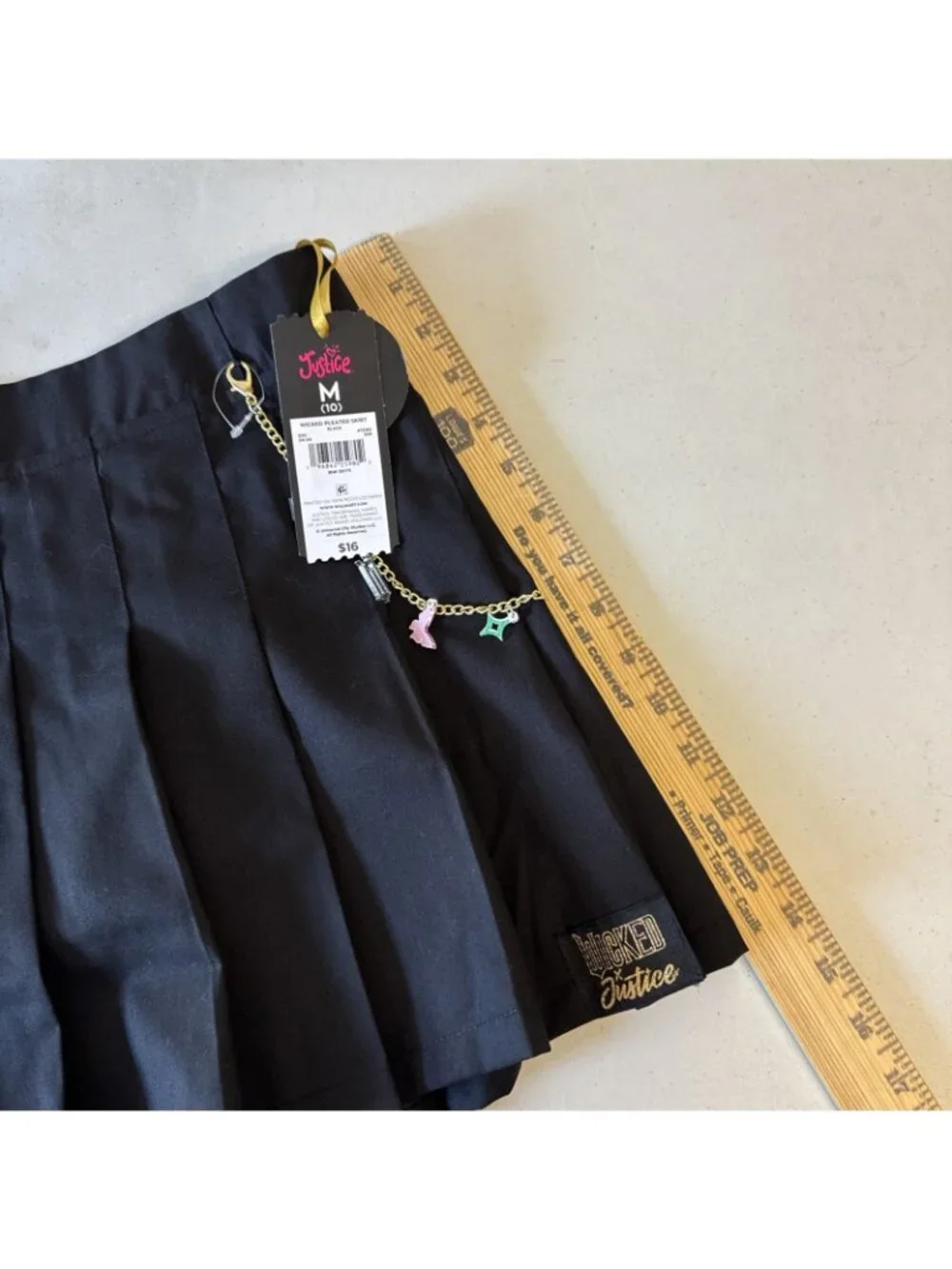 Justice Girls X Wicked Pleated Skirt, Size  MEDIUM 10. BLACK NEW‎